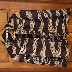 Chico's Tiger Striped Lightweight Open Topper/Cardigan  Sz 1/M